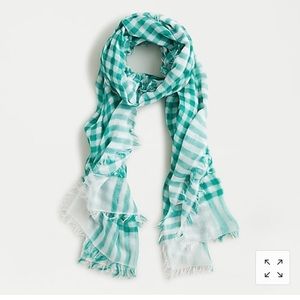 J Crew Organic Cotton Gingham Scarf